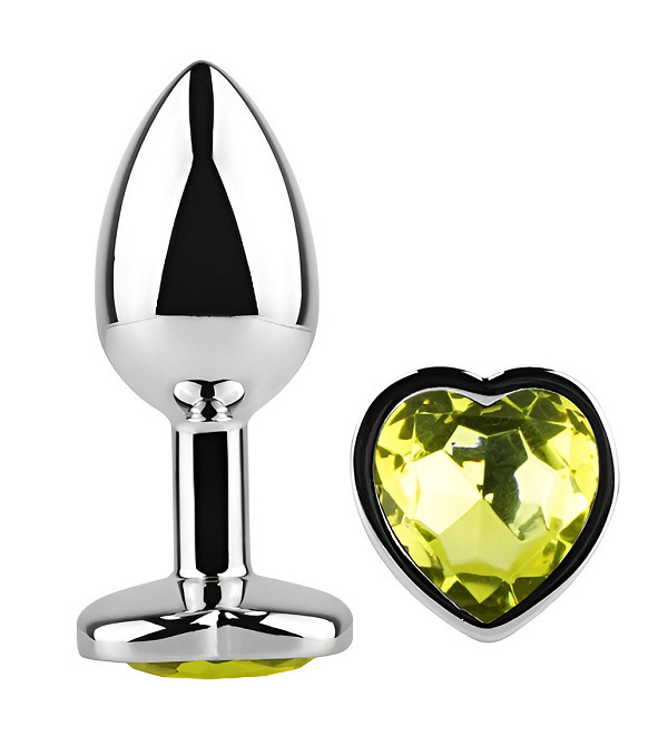 Анальна пробка з кристалом EGZO - Silver Heart Plug Lime size S Sex Aura Київ - фото 2