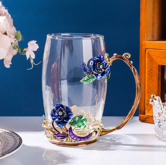 Чашка термостойкая 350 мл с ложечкой блюдцем и крышечкой Чайная пара Синяя роза Подарочная упаковка Кременчуг - изображение 5