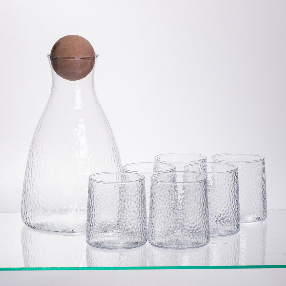 Графин з бамбуковою кришкою та 6 стаканами Київ - фото 1