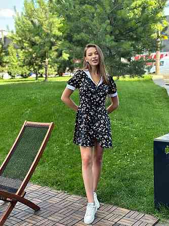 Жіноча легка сукня з штапелю Чорний з квітами M-L Харків