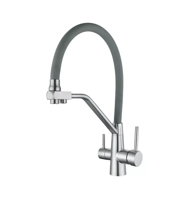 Смеситель для кухни с подключением к фильтру WEZER INX4A-08 хром/серый Киев - изображение 1