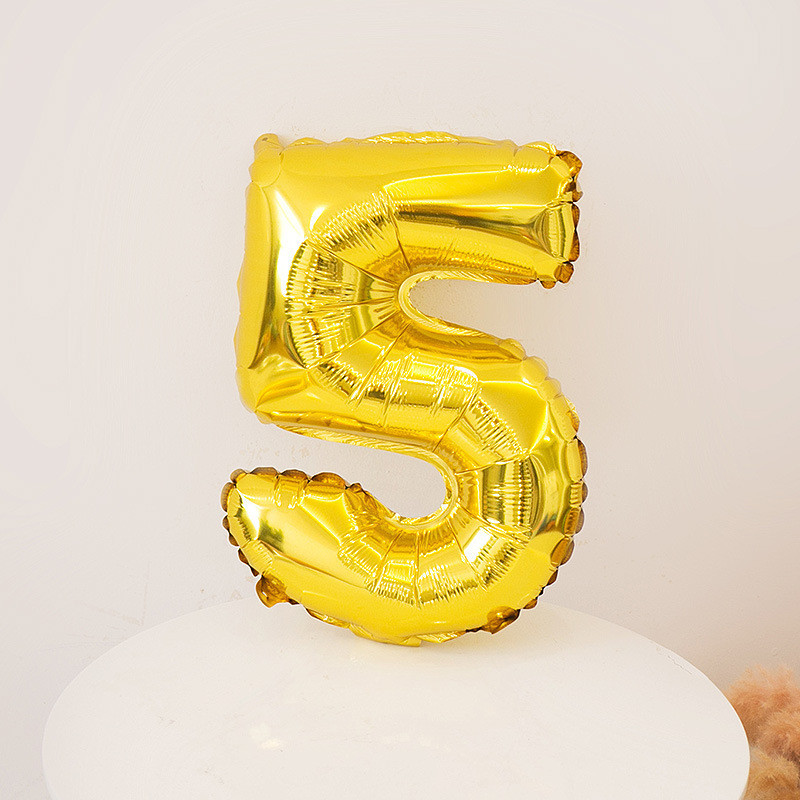 Шарик цифра 5 фольгированная 32 дюйма золотистый Киев - изображение 2