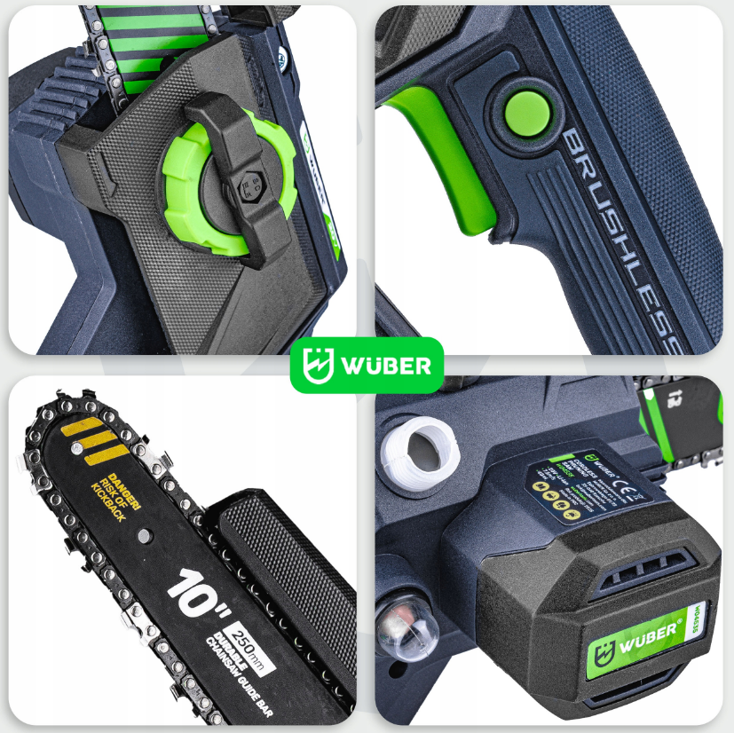 Акумуляторна пила ланцюгова + 2 акумулятори 2А·год 20В + 2 шини Wuber (Польща) Київ - фото 6