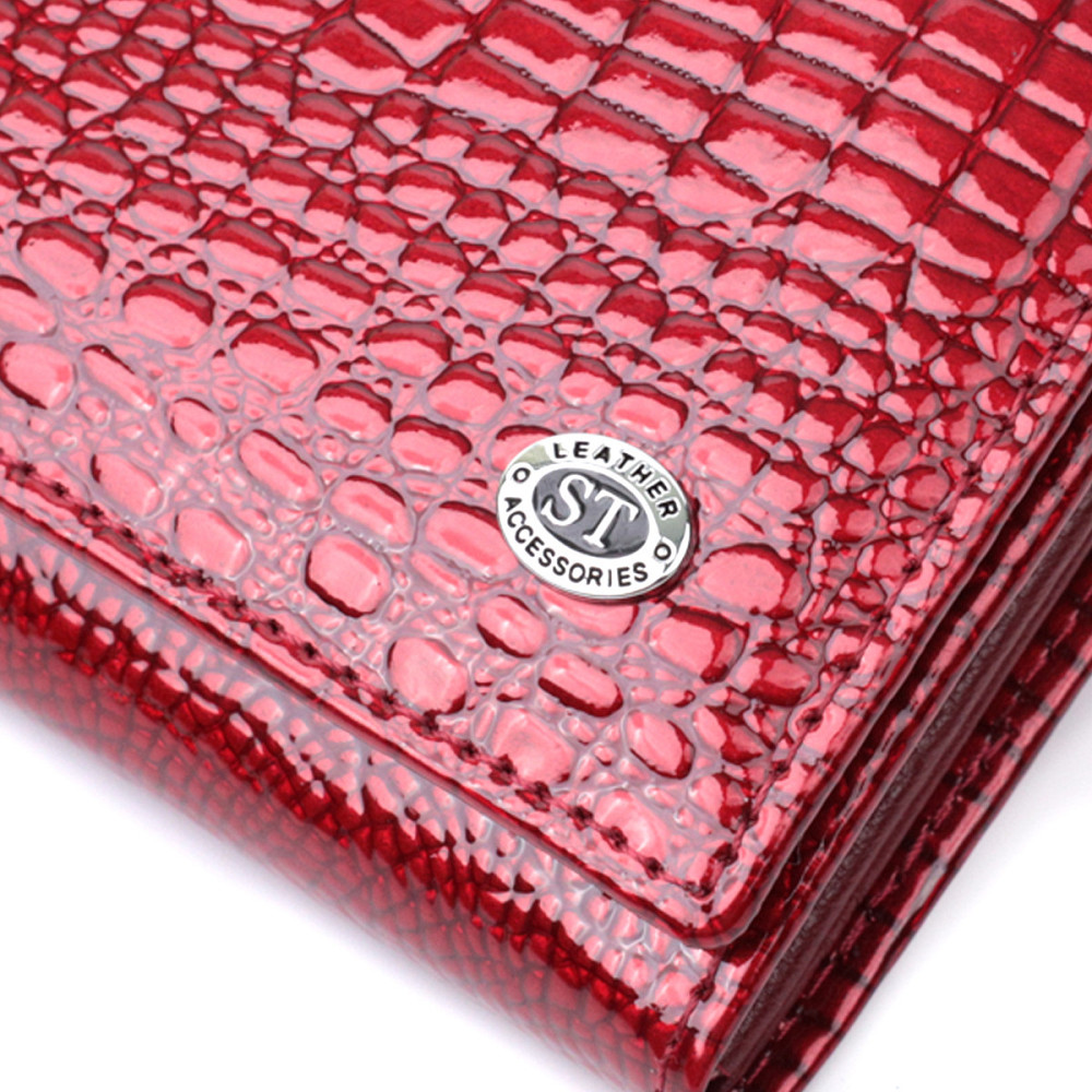 Кошелек для женщин из натуральной лакированной кожи ST Leather 22680 Красный Киев - изображение 8