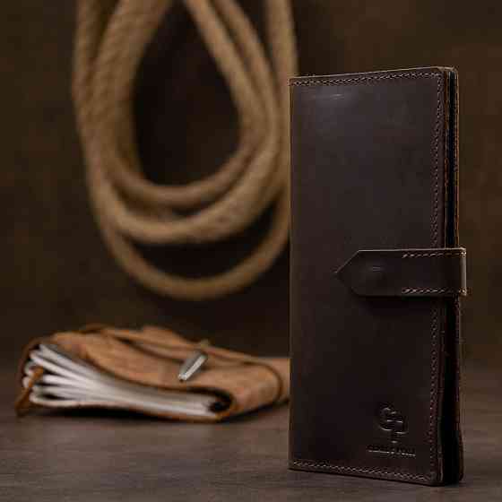 Кожаное мужское матовое портмоне Коричневый (GRANDE PELLE) Киев