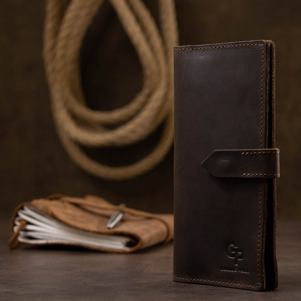 Шкіряне чоловіче матове портмоне Коричневий (GRANDE PELLE) Київ - фото 2