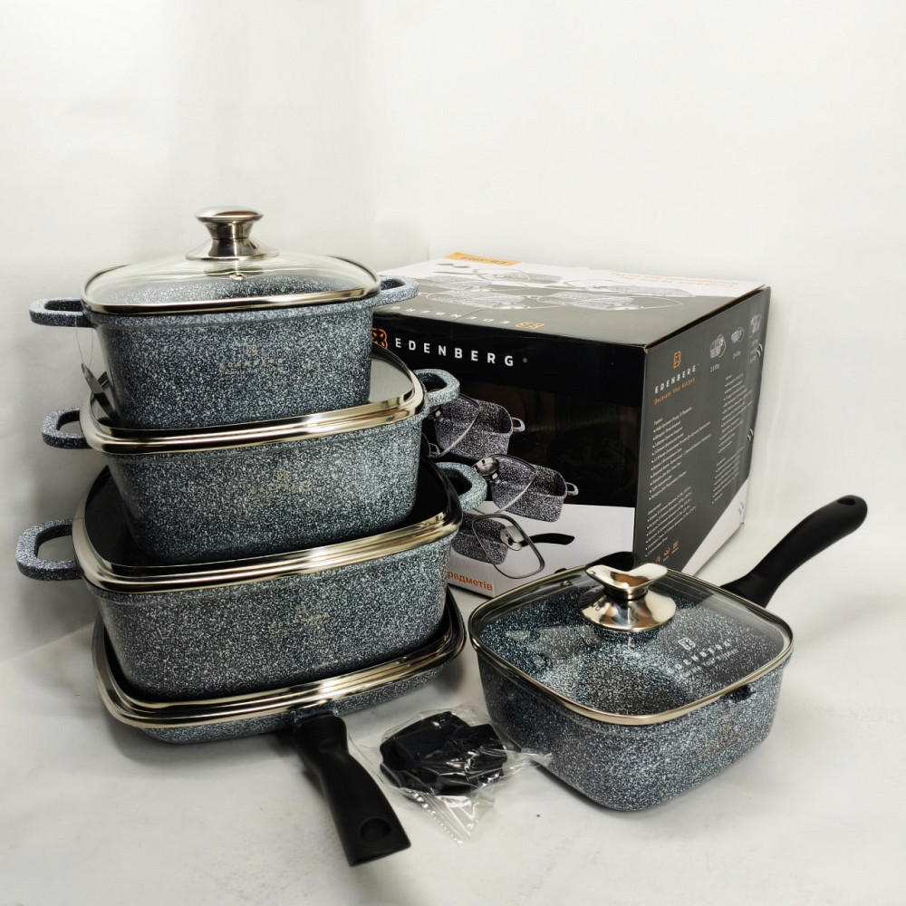 Набор мраморных кастрюль, Гранитный набор со сковородой, Мраморная посуда для кухни OD-14 Львов - изображение 7