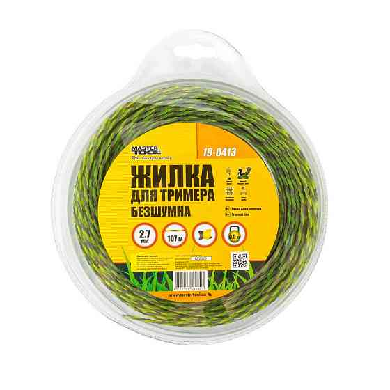 MASTERTOOL Жилка для тримера безшумна MASTERTOOL SPIRAL SQUARE 2.70 мм 107 м (блістер) двоколір Киев