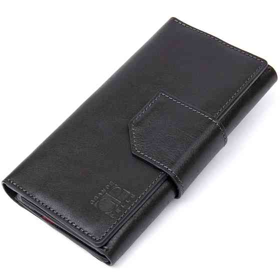 Кожаное глянцевое портмоне Черный (GRANDE PELLE) Киев