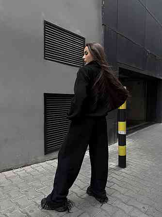 Женский удобный теплый костюм из флиса двусторонний Черный, 42/44 Одесса