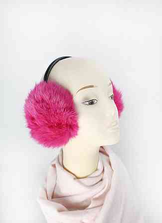 Хутряні навушники дорослі з кролика Малиновий Харків