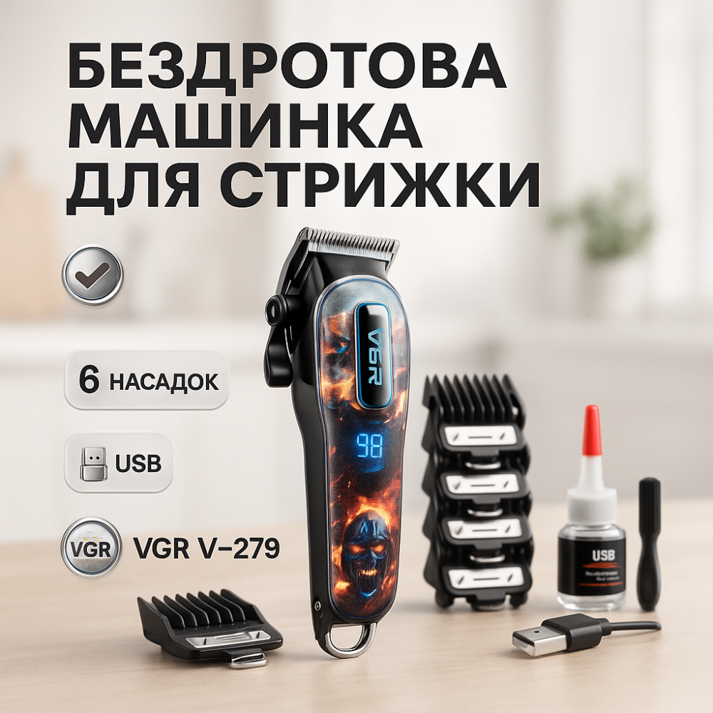 Багатофункціональна акумуляторна машинка для стрижки, Машинка для стрижки волосся і гоління TK-56 Львів - фото 15