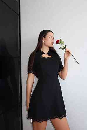 Женское романтическое мини платье креп дайвинг + кружево Одесса