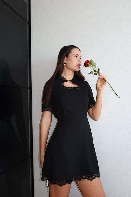 Жіноча романтична міні сукня креп дайвінг + мереживо Одеса - фото 3