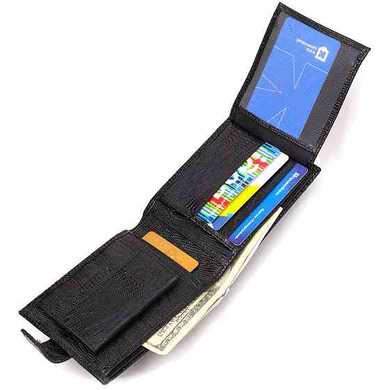 Цікавий чоловічий гаманець із натуральної фактурної шкіри CANPELLINI 21789 Чорний Київ