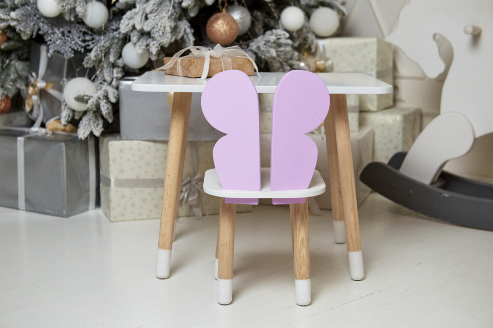 Дитячий стіл 46х60х45 і стілець крильця метелика 26х26х24, столик та стільчик для дівчинки, фіолетовий з білим Київ - фото 8