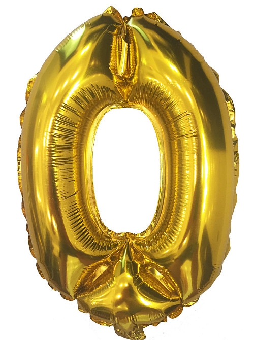 Куля фольгована золотой цифра "0", 100 см в пакованні (1 пачка) Харків - фото 1