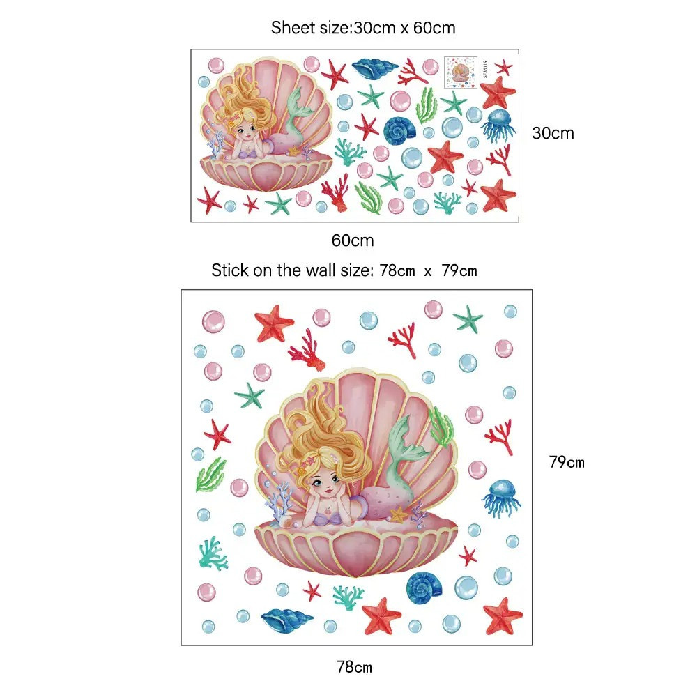Наклейка декоративна вінілова інтер'єрна в дитячу кімнату на стіну «Русалонька» для дівчаток 30х60 см Кам'янець-Подільський - фото 9