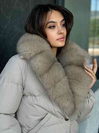 Пуховик жіночий з хутром Бежевий Світлий Соболь S Харків