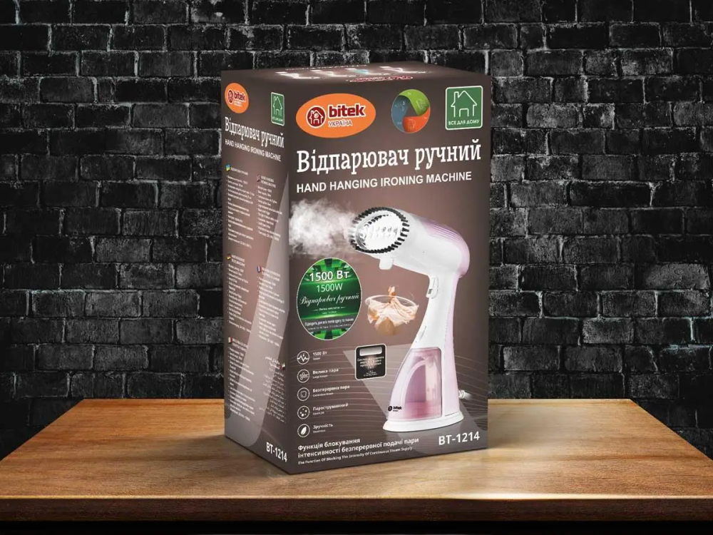 Відпарювач ручний BITEK BT-1214 1500Вт, 300 мл, з щіткою для вертикального та швидкого відпарювання одягу Одеса - фото 20