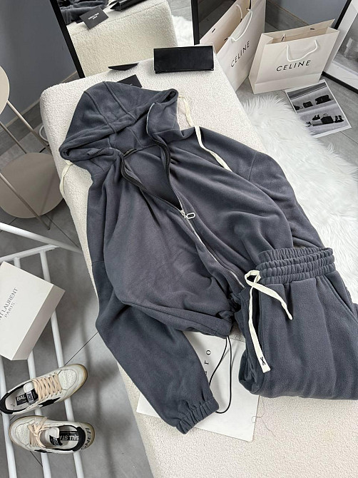 Женский теплый повседневный костюм двойка: кофта и брюки из двухстороннего флиса Графит, 42/46 Одесса - изображение 4
