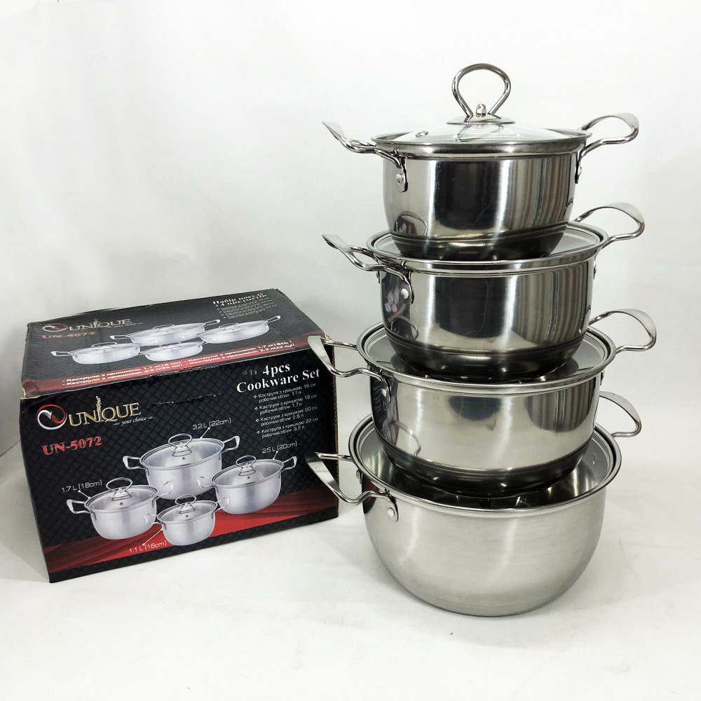 Набор кастрюль-сотейников Unique UN-5072, Набор посуды для любых плит Хороший кастрюль AF-32 Львов - изображение 2