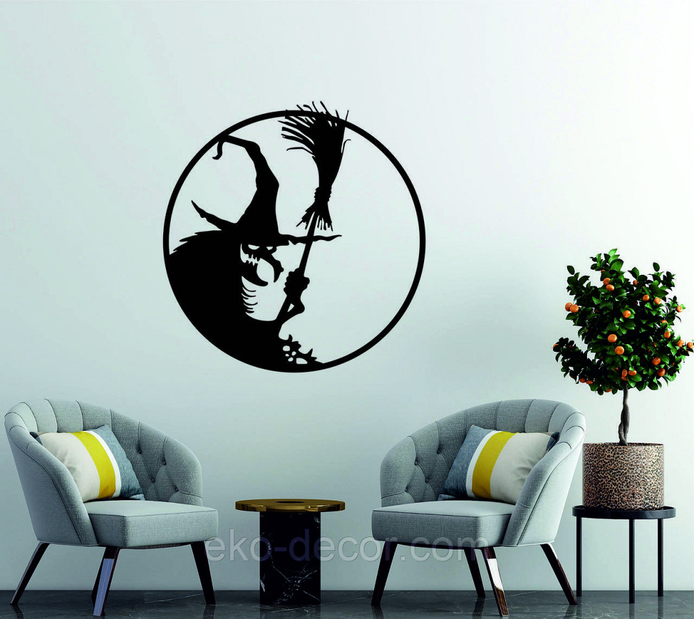 Декоративное настенное Панно «Ведьма», Декор на стену 70*67 см, Черный Киев - изображение 1