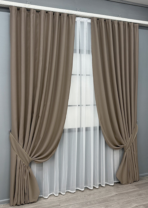 Комплект готових штор VR-Textil Bagema Rvs № 1289ш Какао 150х290 см 2 шт (33-1326) Київ - фото 3