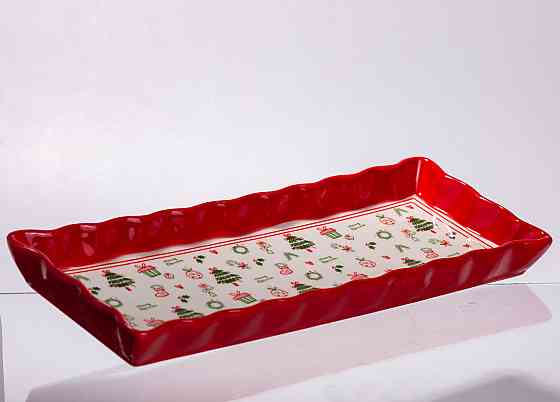 Сервірувальне новорічне блюдо для закусок Merry Christmas 36,5×13×3 (см) з порцеляни CR-1-16 Київ