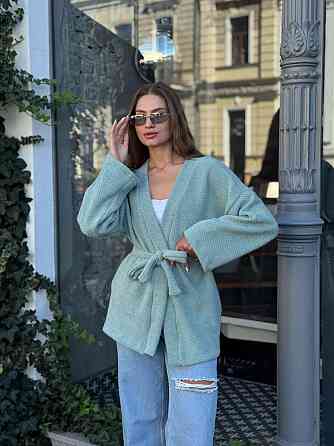 Жіночий теплий модний кардиган альпака М'ятний, 42/44 Одеса