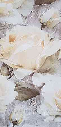 Обои виниловые на флизелине Sintra Adria метровые цветы розы крупные желтые зеленые коричневые Киев