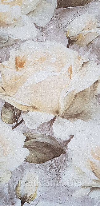 Обои виниловые на флизелине Sintra Adria метровые цветы розы крупные желтые зеленые коричневые Киев - изображение 1