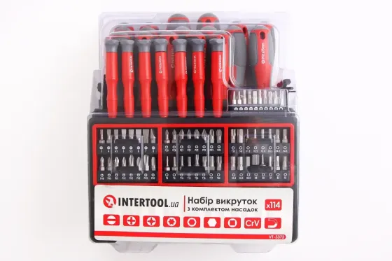 Набір отворів, насадок, ключів Г-подібних 6-г. Intertool 114 ед. в кейсі Вінниця