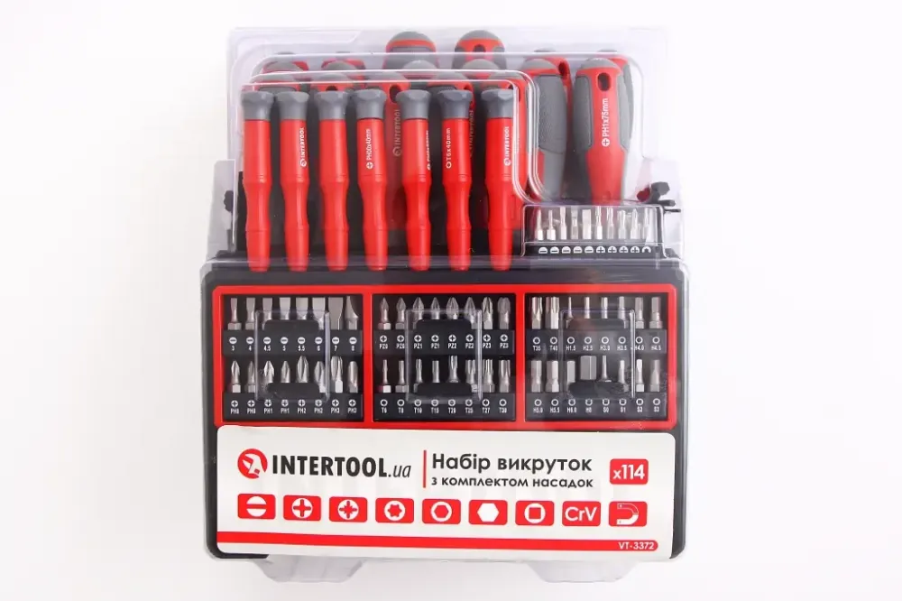 Набір отворів, насадок, ключів Г-подібних 6-г. Intertool 114 ед. в кейсі Вінниця - фото 3