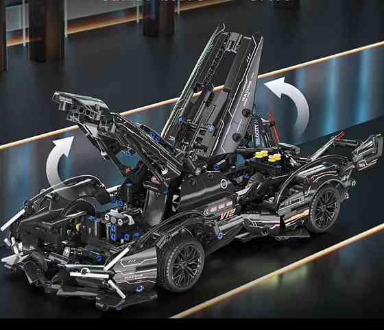 Конструктор спорткар на радиоуправлении Technic Supercar 1:14 с моторами и подсветкой 1148 деталей черный Киев