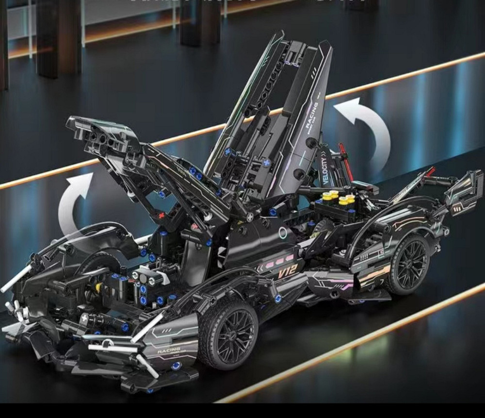 Конструктор спорткар на радиоуправлении Technic Supercar 1:14 с моторами и подсветкой 1148 деталей черный Киев - изображение 2