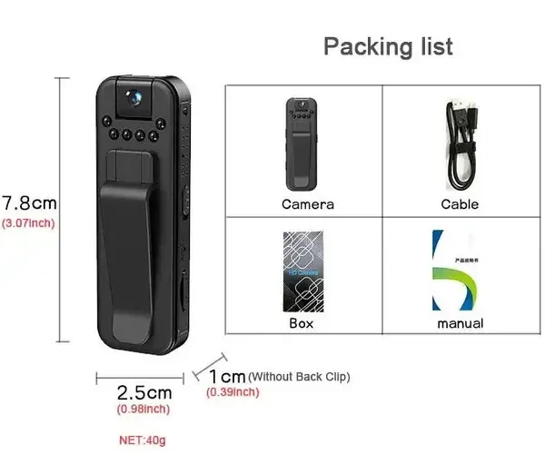 Нагрудна боді-камера Model L7 wi-fi функцією запису звуку, перегляд файлів, розширення 1080p (9528) Одеса - фото 5