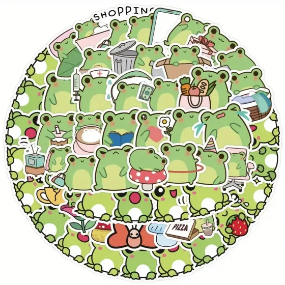 Набор стикеров с лягушками – 50 милых наклеек для декора, блокнотов, телефона и подарков Киев