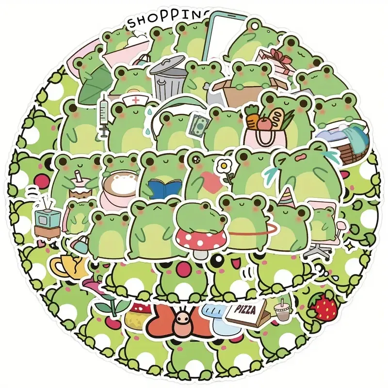 Набор стикеров с лягушками – 50 милых наклеек для декора, блокнотов, телефона и подарков Киев - изображение 1