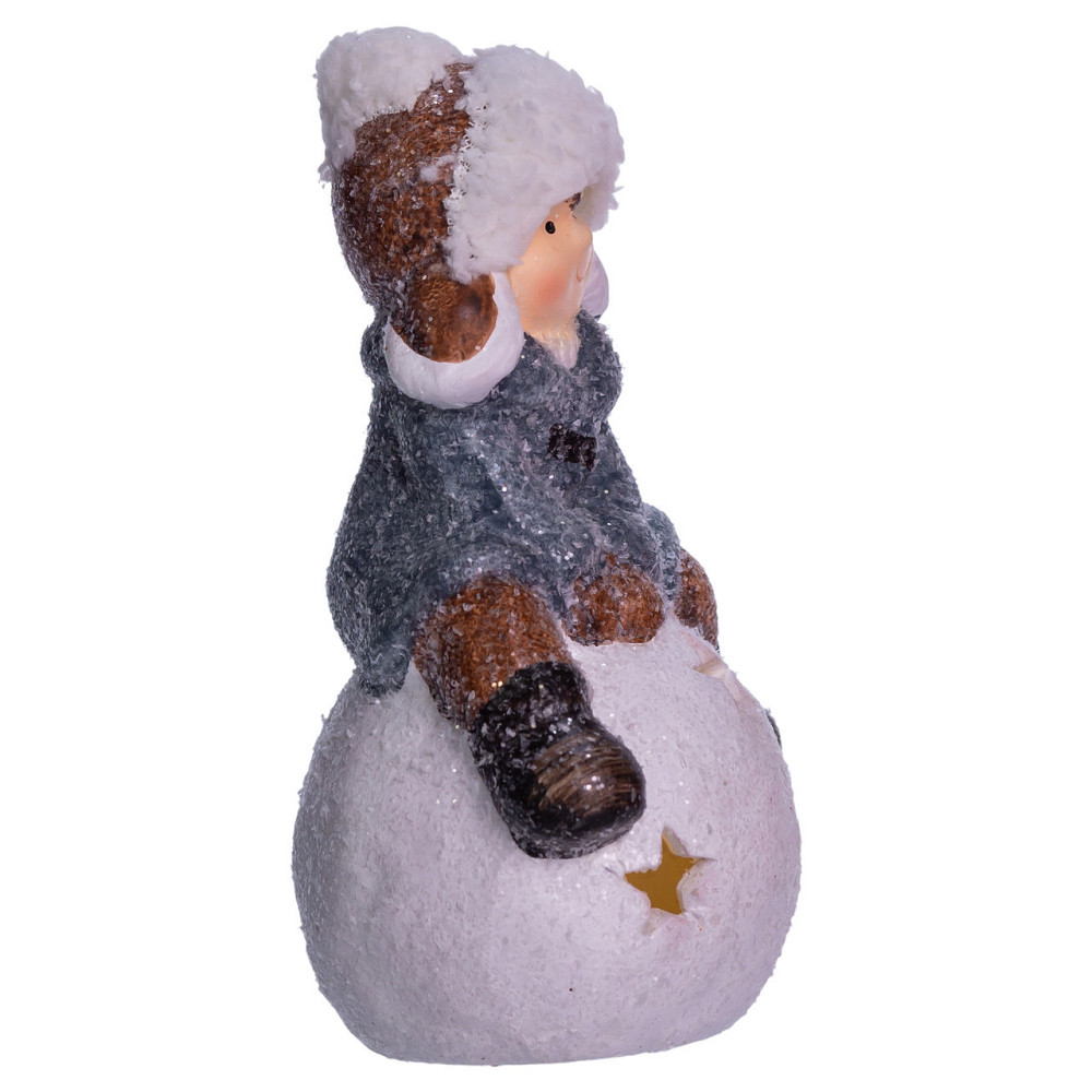 Новорічна декоративна фігурка з підсвіткою 10×8.5×16 см Новорічний декор Дитина на сніговій кулі з порцеляни CR-5-20 Київ - фото 2