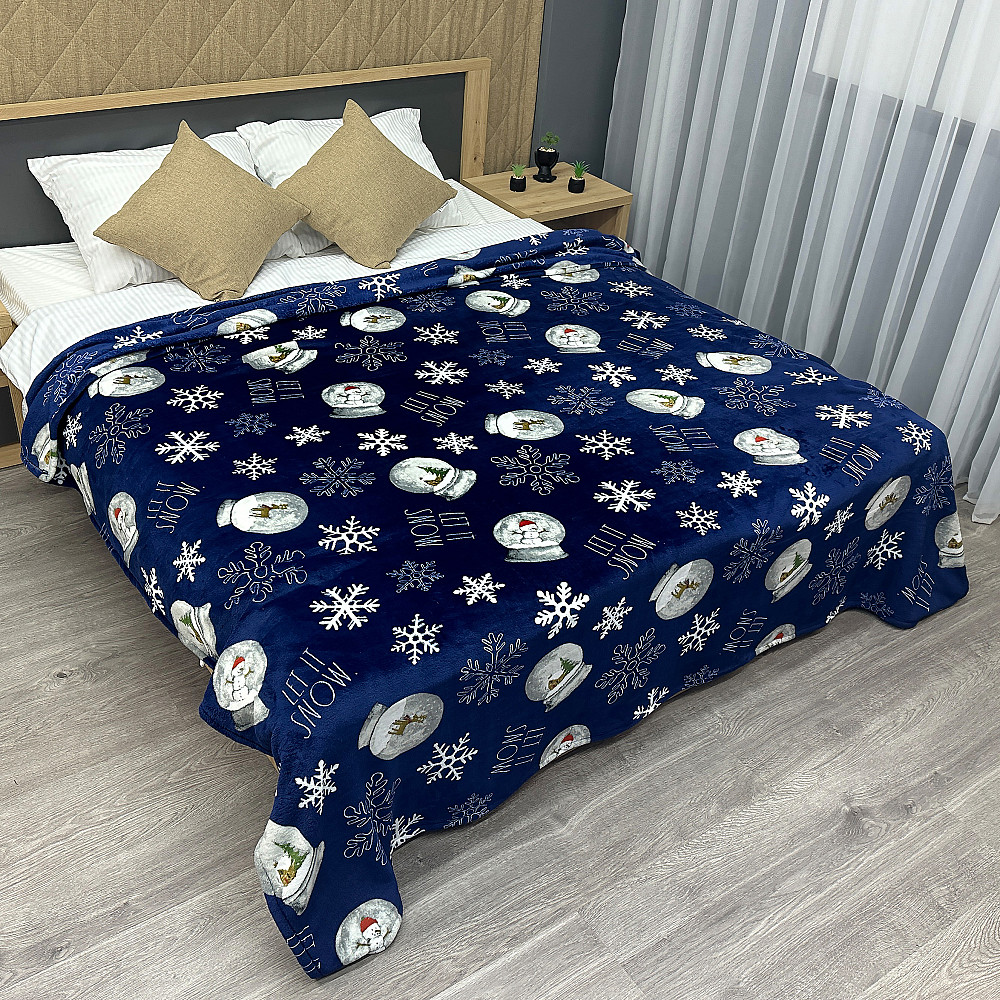 Плед-покривало Decorator WellSoft 200х220 см з різдвяним принтом Синій (87-172) Київ - фото 1