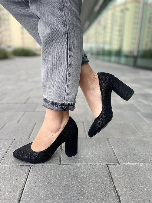 Nivelle Туфлі жіночі NIVELLE чорний/срібні натуральна замша каблук 9 см (1592/8051-8045) Коломыя - изображение 9