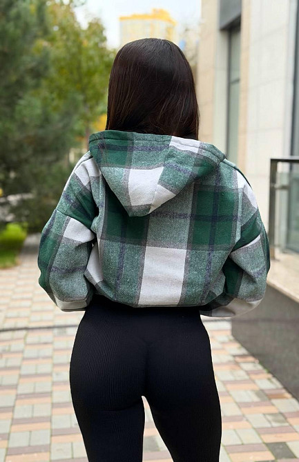 Жіночий повсякденний бомбер із подвійним капюшоном кашемір карта Зелений, 48/50 Одеса - фото 2