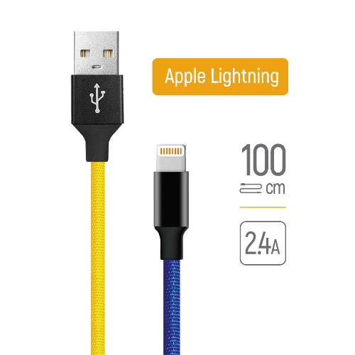 Кабель USB Lightning ColorWay CW-CBUL052-BLY 2,4A 1м синій/жовтий Житомир