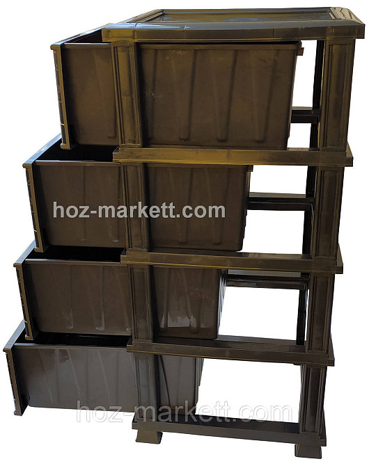 Комод пластиковый тумба на 4 ящика Мрамор черный Elif Турция Харьков - изображение 4