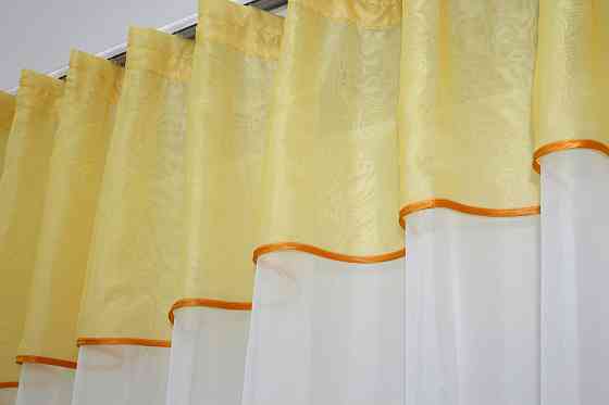 Кухонная занавеска VR-Textil № 047к желтый с белым 270х170 см (50-837) Киев