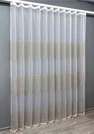 Тюль VR-Textil 1655т Бамбук с вышивкой и люрексом Молочный с капучино 300х270 см (42-0659) Киев