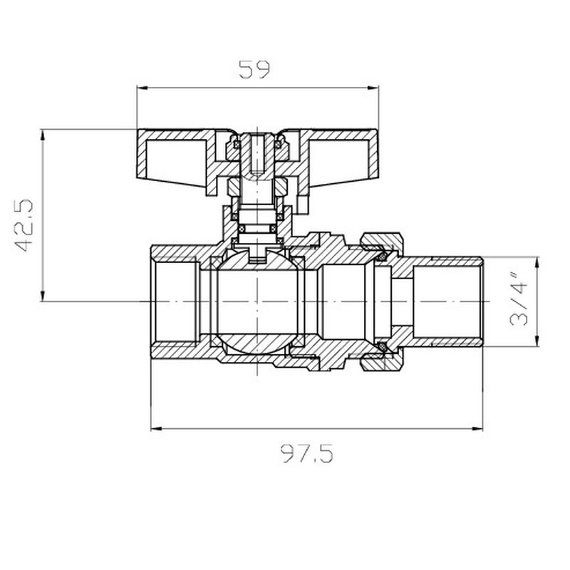 Кран з американкою Koer Extreme KE.227-20 - 3/4