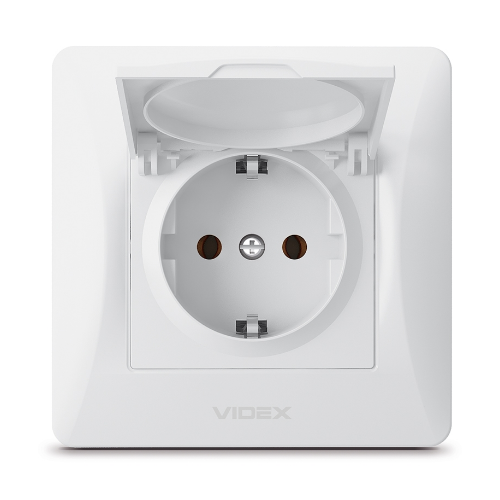 BINERA білий Розетка внутрішня 1-а із заземленням з кришкою Videx Житомир - фото 3