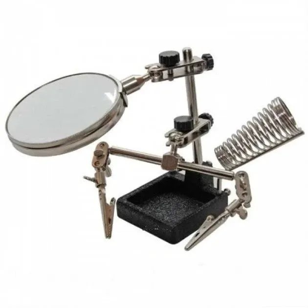Лупа держатель третья рука для пайки c подставкой для паяльника JM 508 Полтава - изображение 1